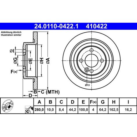 Lot de 2 Disques de frein ATE 24.0110-0422.1 MINI 34 21 6 784 389