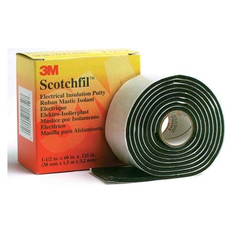 3M – Ruban isolant Scotchfil en caoutchouc synthétique noir 1.5m x 38mm x 3.18mm – Résistance à la chaleur jusqu'à +80°C – Pour applications électriques