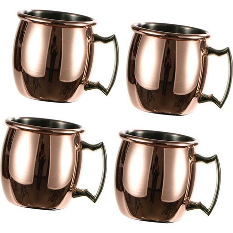 4x tasses en cuivre Moscow Mule, (lot de 4) tasses en cuivre massif, fabriquées à la main - 60 ml-- (1/3)