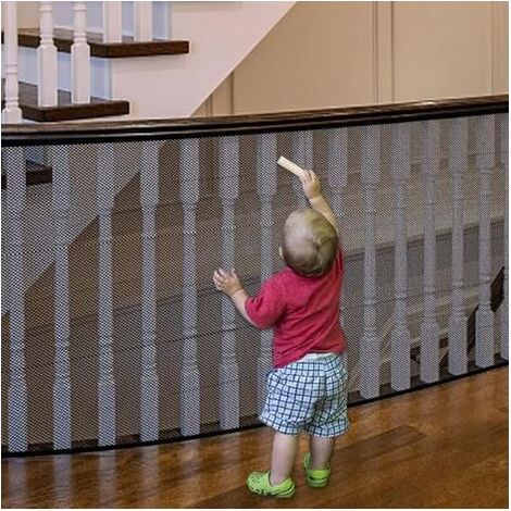 Rete di sicurezza per scale ringhiera 79 × 300 cm – Maglia resistente agli agenti atmosferici – facile Installazione con occhielli di sospensione (1/5)