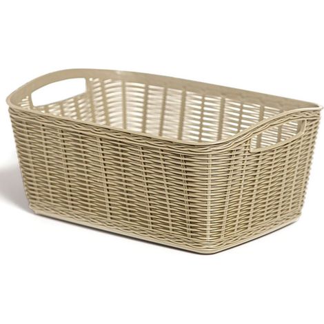 Panier en plastique - Beige - L 31 x l 21,5 x H 13 cm - Livraison gratuite (1/2)
