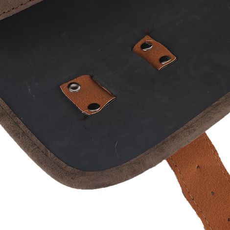 Universal vintage-style brown PU motorcycle side bag with tool storage strap (1/5)