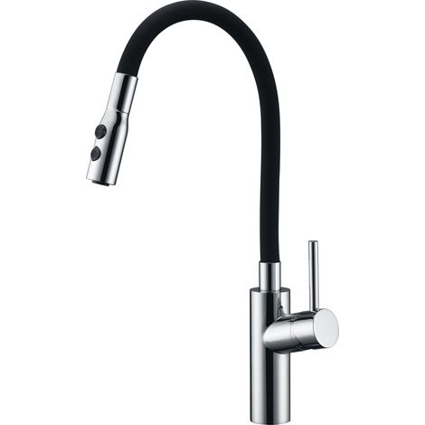 Grifo de cocina monomando con cuerpo flexible acabado cromado y negro mate Tokyo de Imex (1/4)