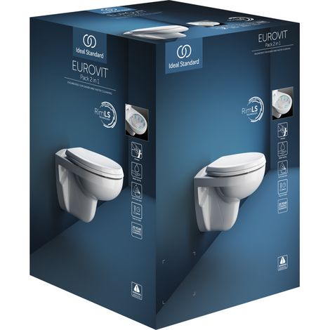 Inodoro combinado EUROVIT 355x520x350 mm blanco sin borde, con cierre suave IDEAL STANDARD (1/5)