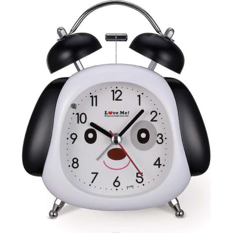 Réveil mignon en forme de chien, idéal pour les enfants - 7,6 cm, double sonnerie puissante, avec veilleuse, sans tic-tac, cadeau parfait (1/4)