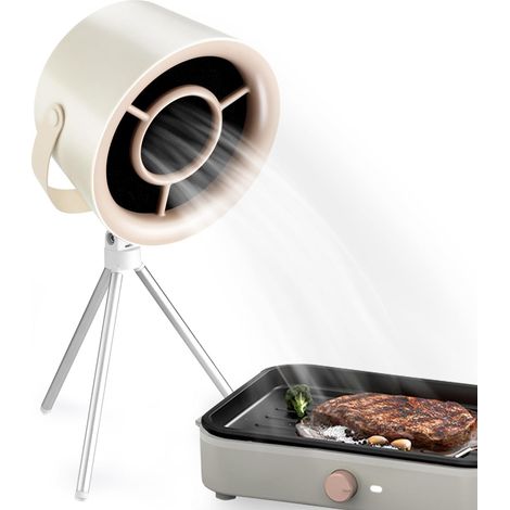 Ventilateur de cuisine portable – Hôte de table blanc avec 2 filtres, pour cuisson, voyage ou barbecue (1/5)