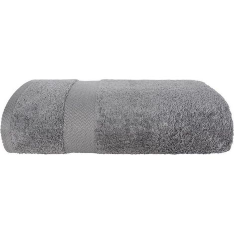 Modisches Handtuch 70x140 cm, grau, 550 g/m², mit Bordüre, Baumwollfrottee, einfarbig