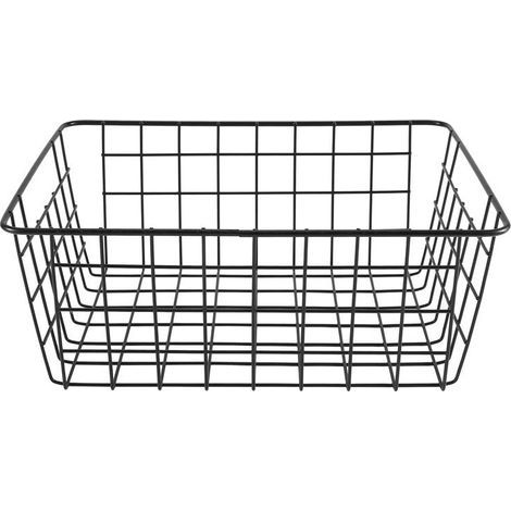 Panier Filaire en Fer Creux, Paniers de Rangement Panier en Métal Sans Interligne Organisateur de Cuisine de Salle de Bain Noir (1/4)