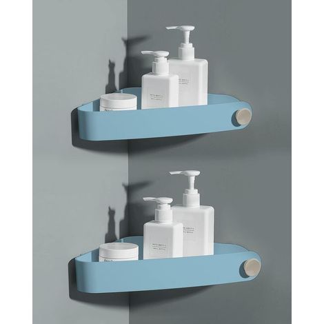 2 pièces Plastique Etagere Douche Sans Percage, Rangement et Organisation de la Salle de Bain, Porte Savon Douche, Etagere Salle de Bain, Comprend 6 Autocollants Adhésifs, Bleu Ciel (1/5)