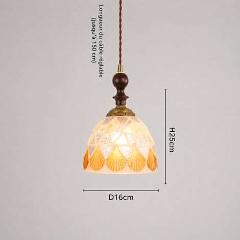 Suspension Luminaire Vintage Verre et Bois Modèle F Lumière Chaude 28 × 28 × 32 cm 5 kg – Livraison gratuite