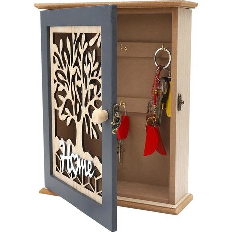 Boite a Clef Decorative, Boite a clefs murales, Boite à clés, Boite a clefss Murale Design oîte à clés en Bois Vintage avec 6 Crochets Peut être utilisé au Bureau ou à la Maison (1/5)