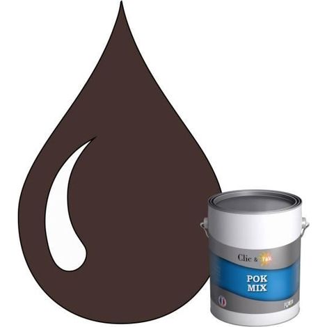 Peinture d'Accroche et Finition 2 en 1 - POK - Marron Chocolat - Acrylique Satinée - 1L - Intérieur (1/4)