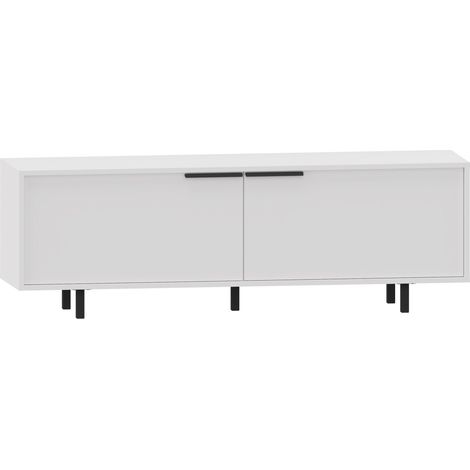 Alberto Meuble TV 150 cm avec 2 portes à rabat en blanc (1/5)