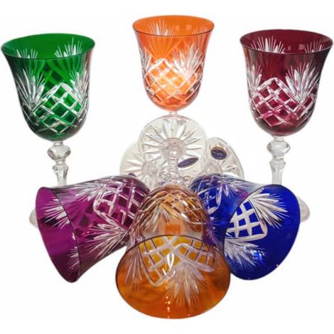 Copas de vino de cristal de colores de 170 ml con diseño de piña. (1/5)