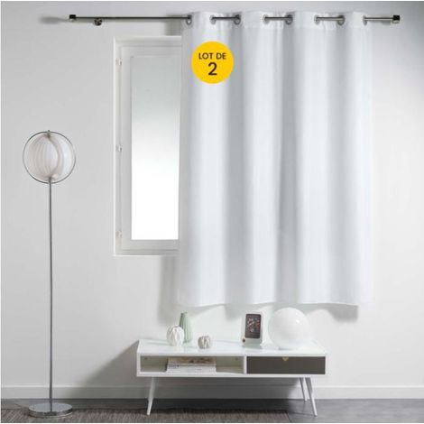 Lot de 2 rideaux spécial petites fenêtres 140 x 180 cm Essentiel Blanc (1/3)