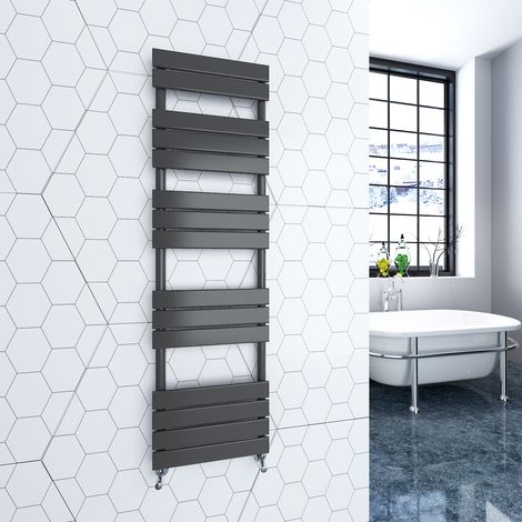 1600x450mm Anthracite Heated Towel Rail Radiator Flat Panel