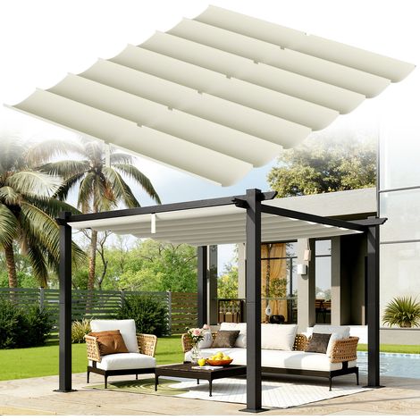 TolleTour 350 × 423 cm, techo de repuesto beige para cenador de jardín de 3,65 × 4,85 m, lona impermeable (1/5)