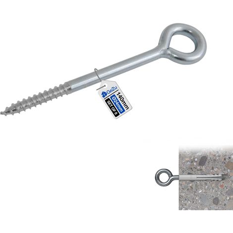 Lot de 8 Boulon à œil galvanisé 90 mm – Tige filetée robuste avec anneau fermé – Piton à visser pour fixation bois et méta – GeZu Impex