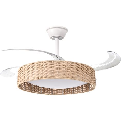 Ventilador de techo LED base de hierro aspas de material sintético interruptor temporizador 3 modos de temperatura mando a distancia blanco Tomoka (1/5)