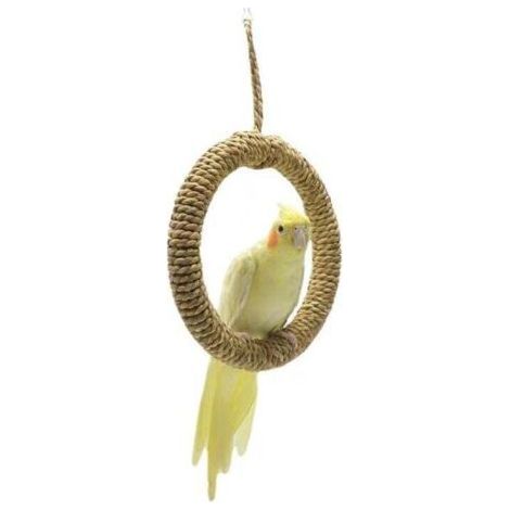 Handmade Parrot Toy Grass Rope Climbing Ring Swing (1/4)
