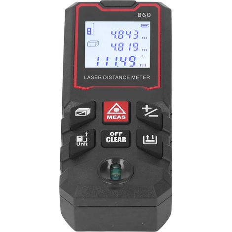 Télémètre laser intelligent, outil de mesure de surface et de volume jusqu'à 60 mètres avec niveau intégré.