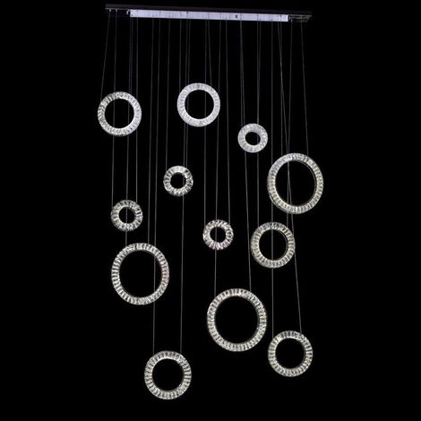 TRADE SHOP - Lampadario A Sospensione Ad Anelli Alternati In Cristallo 420 W Luce 4000k 01917 -