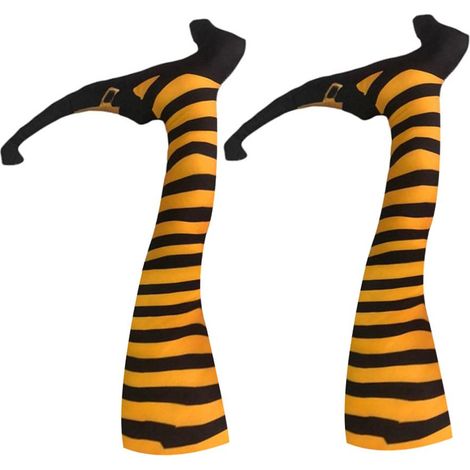 Paire de jambes de sorcière maléfique pour décoration Halloween, accessoire d’intérieur et extérieur, jardin, pelouse, terrasse, fête.