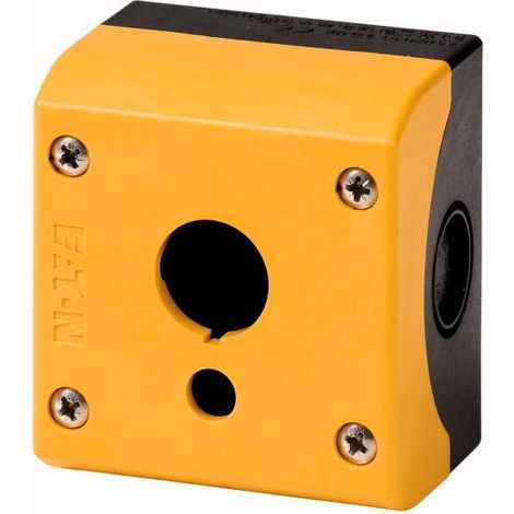 Boîtier à monter en saillie 1 emplacement de montage couvercle jaune pour collerette lumineuse EATON M22-IY1-XPV60