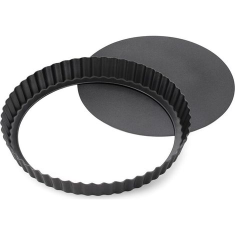 Moule à gâteau à fond amovible, 23 cm, en acier au carbone antiadhésif, noir (1/4)