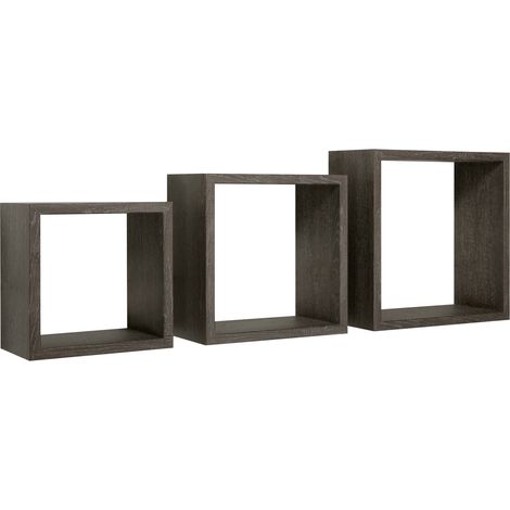 Kubischer 3er set wandregal mod. InCubo farbe eiche dunkel (1/3)