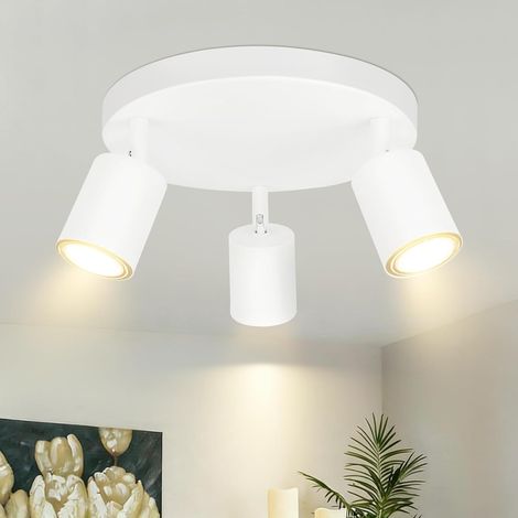 1 Spot Plafond 3 Feux Métal Blanc Rotation Flexible Culot GU10 Salon Couloir (1/5)