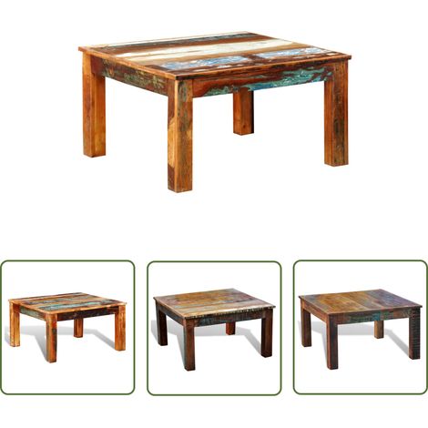The Living Store Table basse carrée Bois de récupération - Table Basse - Table D'appoint - Meubles Anciens - Décoration Intérieure - Bois Recyclé (1/5)