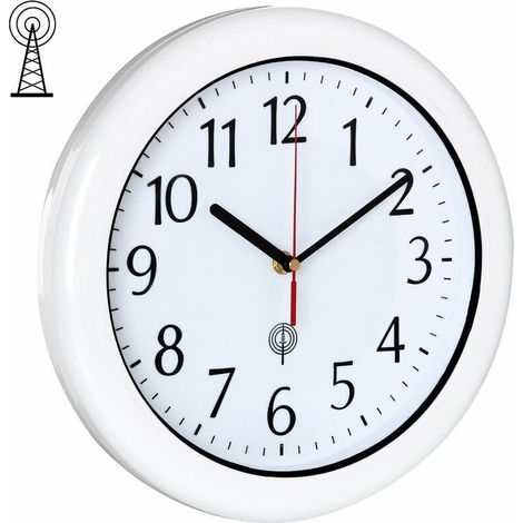 Waterproof radio-controlled wall clock Ø25.4cm – White lacquered case – IPX7 resistance – Easy remote reading (1/5)