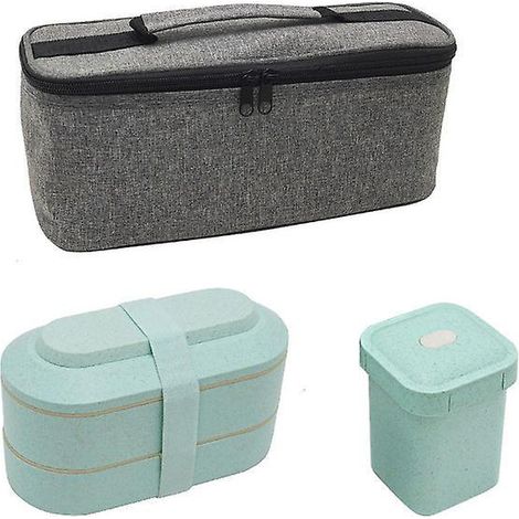 ensemble De Bote Lunch, Bote Lunch Double Couche De 900 Ml Avec Couverts + Sac Isotherme Pour Pique-nique, Travail, Collation (1/5)