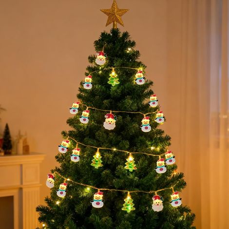 Guirlande Lumineuse Noël,Alimenté par Batterie,Decoration Noel LED Père Noël, Bonhomme de Neige, Sapin, 2 Modes, pour Intérieur/Extérieur Fete, Arbre, Maison, Jardin - 3M/20 LEDs (1/5)