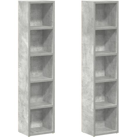 Set di 2 armadietti per CD porta CD 21 x 16 x 93,5 cm stile moderno finitura opaca in legno grigio cemento 020047745