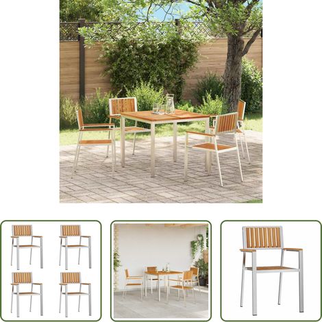 Chaise de jardin moderne - Chaise de jardin 4 pcs Marron Bois de teck massif (1/5)