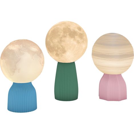 Lot de 3 lampes de chevet blanches 3D avec 3 couleurs et 10 luminosités USB, luminaire design sobre pour chambre pratique et connecté
