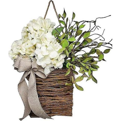 Couronne de fleurs sauvages printanières à suspendre à la porte, panneau de bienvenue printanier, Pâques pour la porte d'entrée, décoration intérieure (1/5)