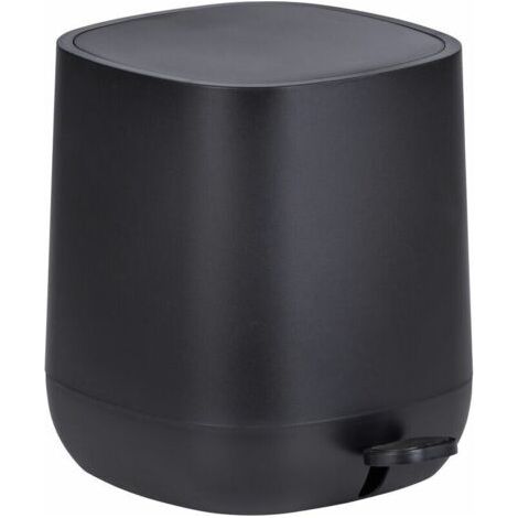 Poubelle à pédale design Davos avec frein de chute easy close, Petite poubelle salle de bain 5L, Plastique, 23,5x26x27,5 x cm, noir (1/3)