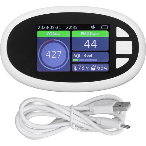 Détecteur Qualité Air Intérieur WiFi CO2 PM2.5 Moniteur Connecté Température Hygromètre Chambre (1/5)