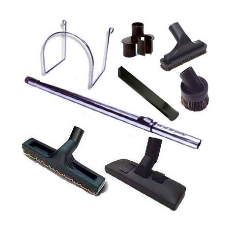 Kit 8 accessoires avec tube télescopique Chromé