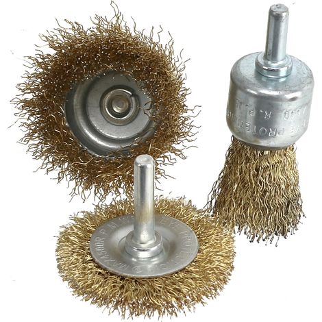 EUROTOOLS Ensemble de brosses coupelles, pour perceuse et tournevis sans fil, cuivré