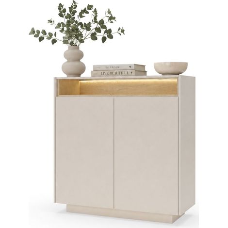 Credenza Halane, Madia 4 Ripiani, Apertura Battente, 2 Ante, 103x40x119h cm Beige