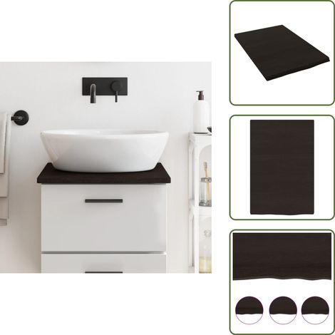 Piano in rovere - vidaXL Piano Bagno Marrone Scuro 40x60x2 cm Legno Massello Trattato -