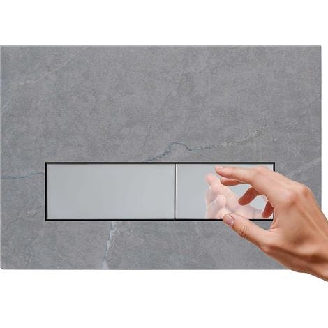 Plaque de Commande WC, Compatible avec Geberit Sigma20, UP300 et UP320, Modèle à Double Débit avec Régulateur et Panneau Fixe, Dimensions 246 x 164 mm (Gris-Y6 & Chromé Bouton) (1/5)