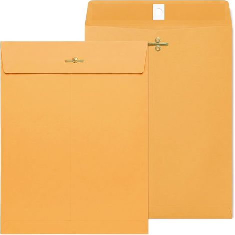 Lot de 23 grandes enveloppes à agrafe 10 x 13 pouces, papier kraft jaune à gommer, pour courrier et archivage (1/5)