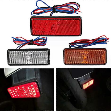 Für 1 Stück 12V Rot Weiß Gelb LED Reflektor Rücklicht Brems- Stopp Warn-Seitenmarkierungsleuchte für Jeep LKW Anhänger Motorrad Roller-JXLGV (1/4)