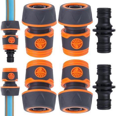 4 Pièces Embout Tuyau Arrosage, Raccord de Tuyau d'arrosage 3/4 Pouce Raccord de Tuyau en Plastique pour Robinet de Maison, 16mm, Extension Rapide du Tuyau,avec Accessoires de Raccord (1/5)