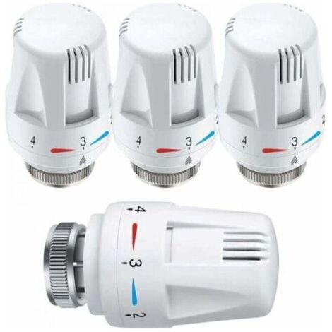 4pc Tête Thermostatique, 4 Pièces Thermostat, Tête De Rechange De Valve De Radiateur Standard M30 X 1,5 Contrôle De La Température, Blanc (1/4)
